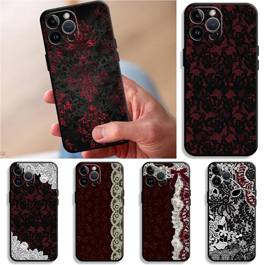 Phone Cases Red - 黒と赤のセクシーなレースのスマホケース Apple iPhone 17 Pro Max