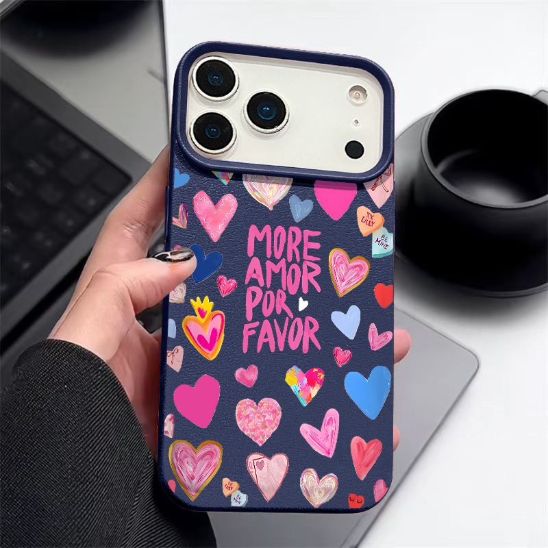 Phone Cases Leather - ハートプリントソフトフォンケース iPhone 17e 17 16 15