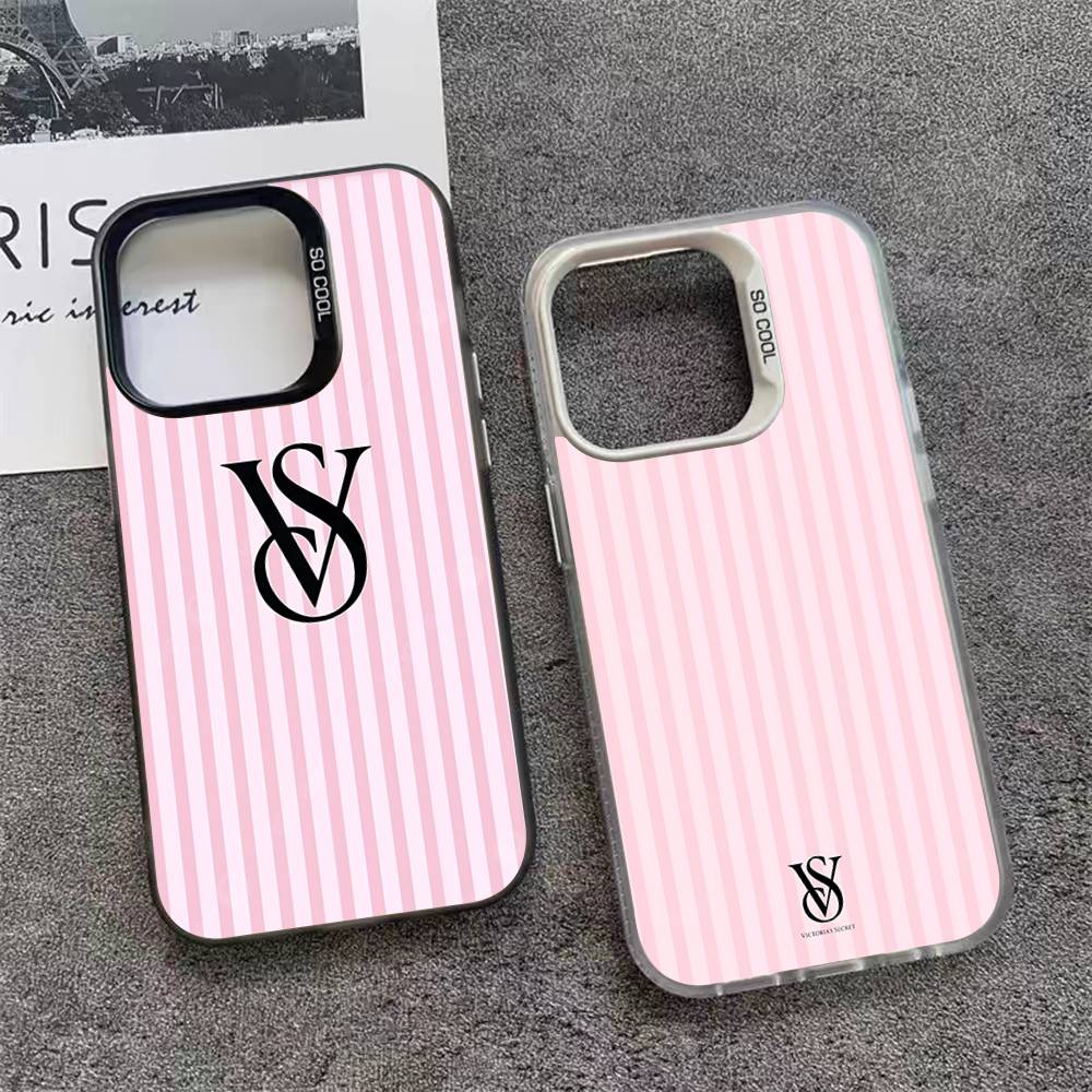 Phone Cases Louis Vuitton - クールなV-ヴィクトリアズシークレット シルバー耐衝撃バックカバー：カラフルなスリムフォンケース iPhone 17、16、15、14、13、12、11 Pro Max、Plus対応