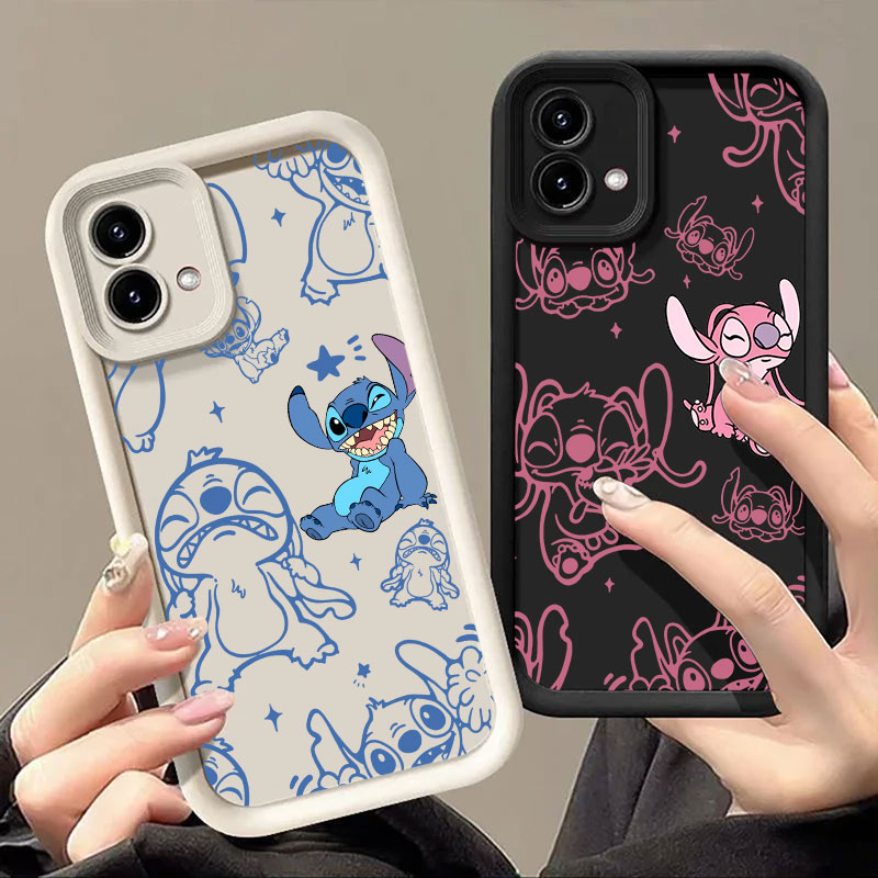 Phone Cases For Motorola - スティッチとエンジェルの漫画風スマホケース Motorola Moto G06 G56 G86