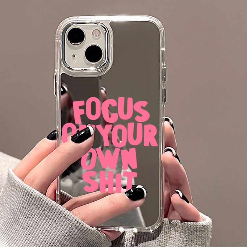 Phone Cases Durable - トレンディな名言とカラフルな文字のミラー付きスマホケース iPhone 17 16 Pro 15