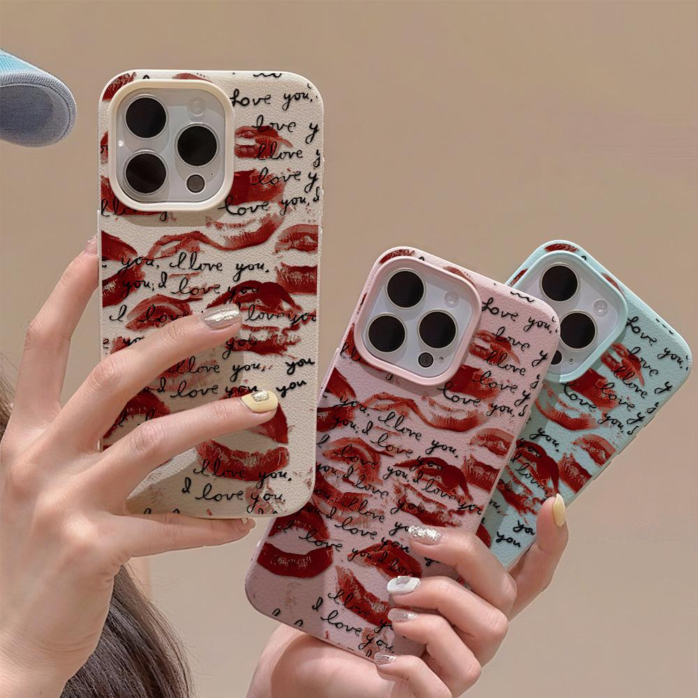 Phone Cases Red - 鮮やかな赤い唇柄レザー風スマホケース iPhone 17 Pro Max 11