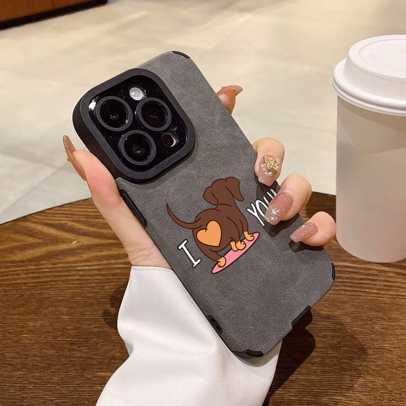 Phone Cases Xr Cute - かわいいダックスフントのハート柄スマホケース iPhone 11 12 13 14