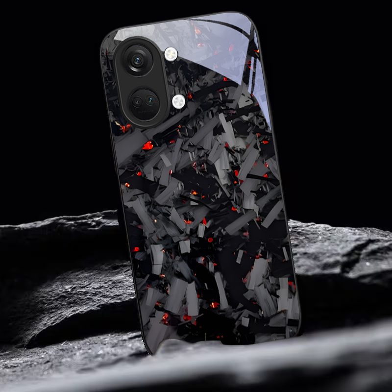 ダークな破片模様の黒いガラス製スマホケース OnePlus  - Phone Cases Oneplus のレビューと価格