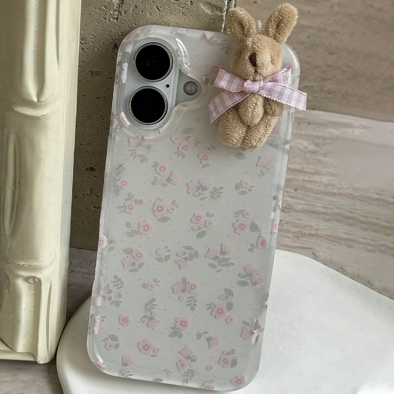 3D格子模様の弓と茶色のウサギと花柄のiPhoneケース（i - Phone Cases Pinterest のレビューと価格