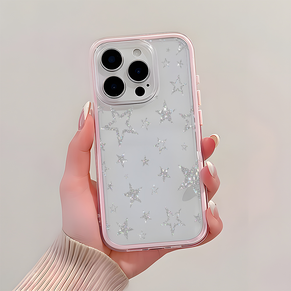 グリッターシルバースターパターンクリアフォンケース iPho - Phone Cases Pinterest のレビューと価格