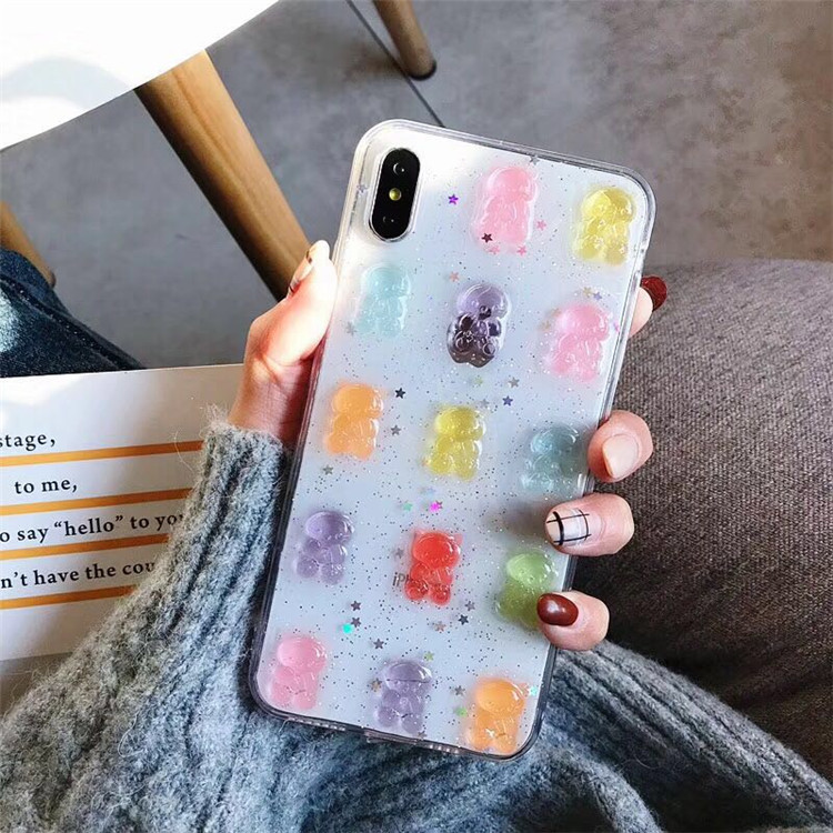 かわいい3Dカラフルなくまのドロップグルー付きiPhone  - Phone Cases Xr Cute のレビューと価格