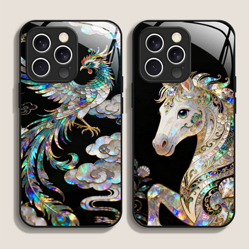スタイリッシュな馬柄大理石テクスチャプリント強化ガラス製iP - Phone Cases Horse のレビューと価格