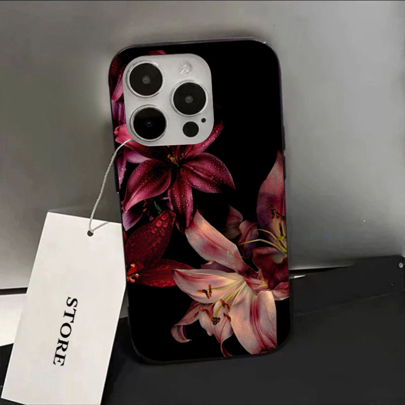 エレガントな赤いユリの花柄 iPhoneケース iPhone - Phone Cases Red のレビューと価格