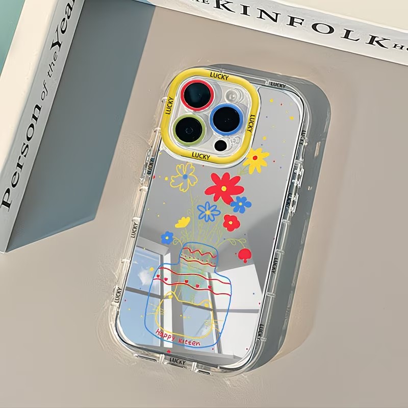 夏のデイジー柄猫花瓶デザインミラー付きスマホケース iPho - Phone Cases Iphone 17 Pro のレビューと価格