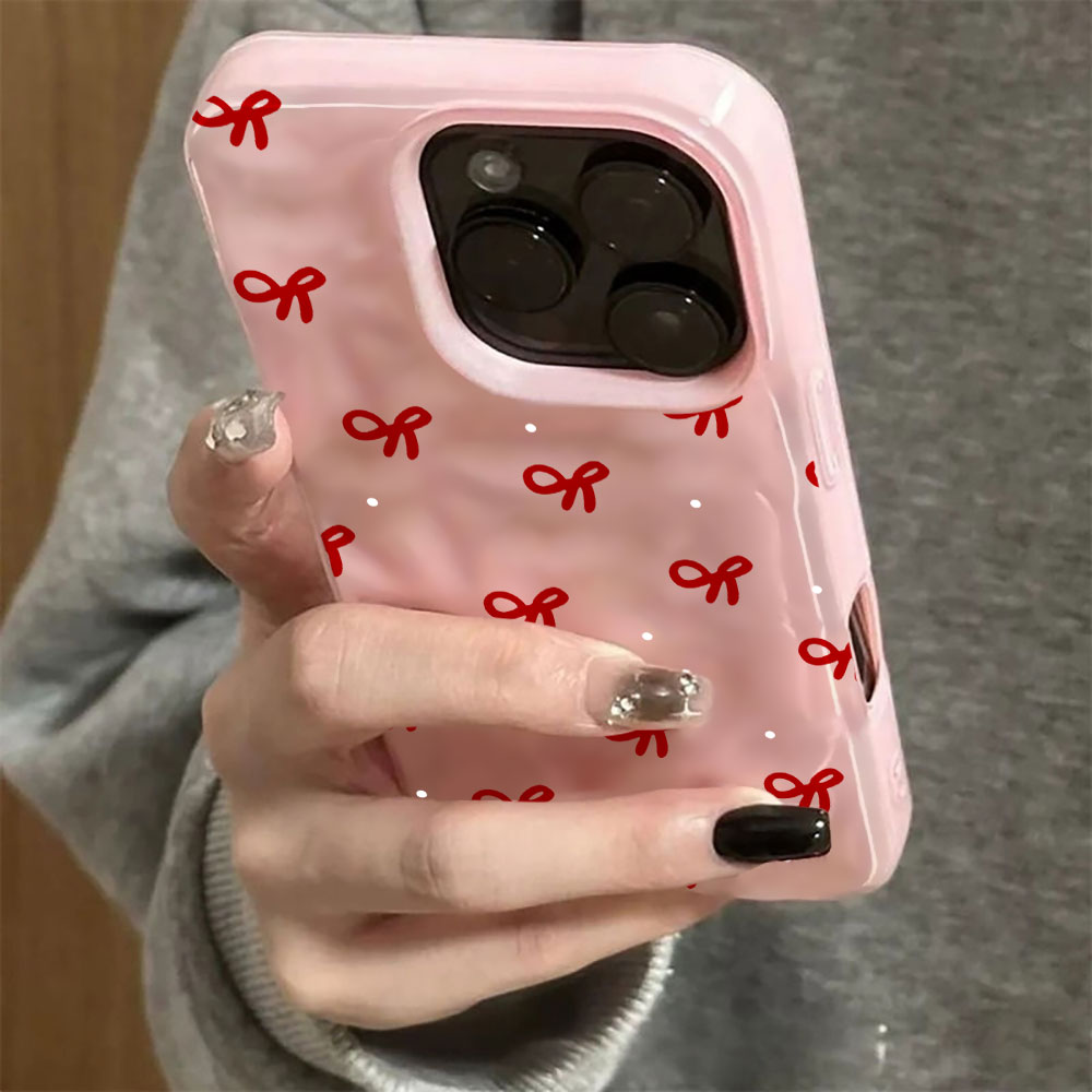 3D水波紋レッドハートプリントiPhoneケース iPhon - Phone Cases Red のレビューと価格