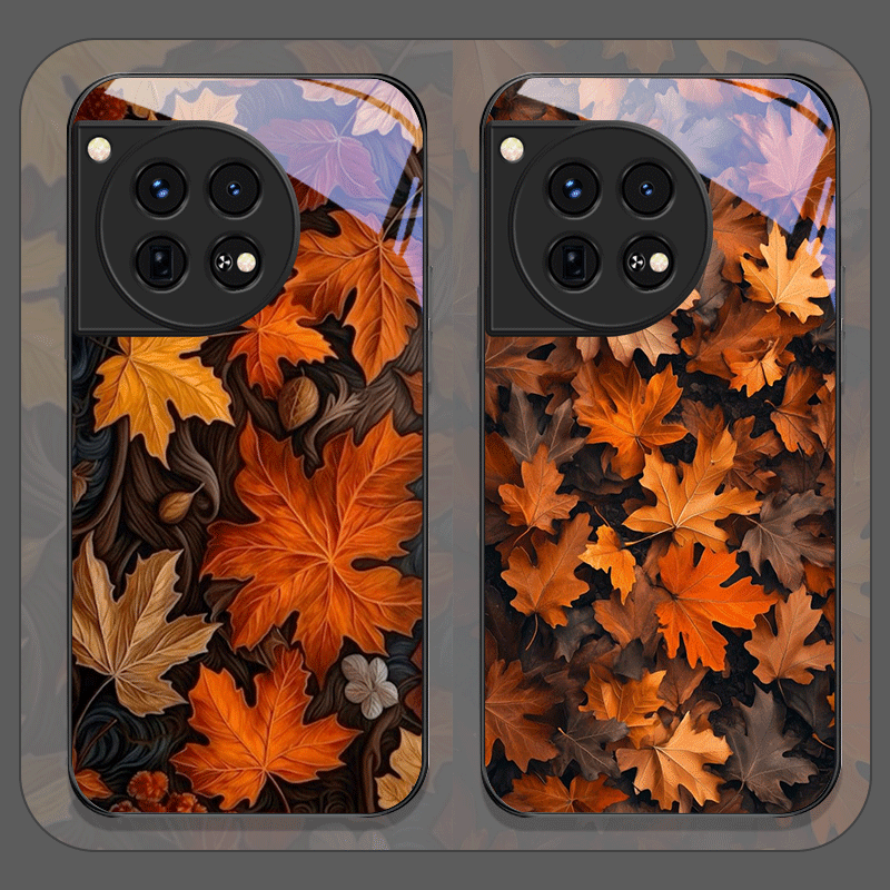 手描きの秋の紅葉模様の強化ガラス製スマホケース OnePlu - Phone Cases Oneplus のレビューと価格