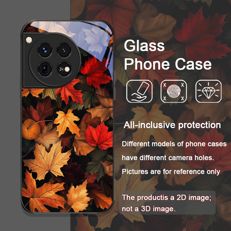 手描きの秋の紅葉模様の強化ガラス製スマホケース OnePlu - Phone Cases Oneplus のレビューと価格