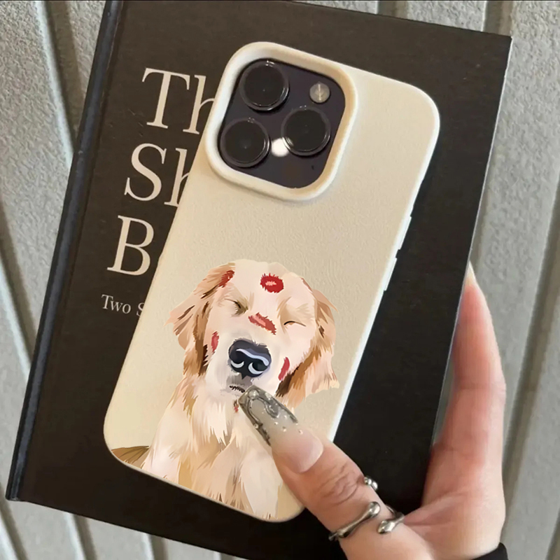 かわいいゴールデンレトリバーの赤い唇プリントのスマホケース、 - Phone Cases Red のレビューと価格