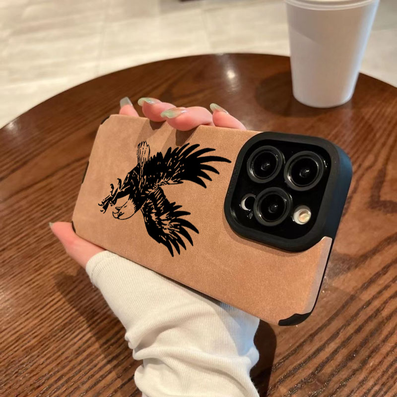 ブラックイーグル柄レザーシリコン製iPhoneケース（iPh - Phone Cases Leather のレビューと価格