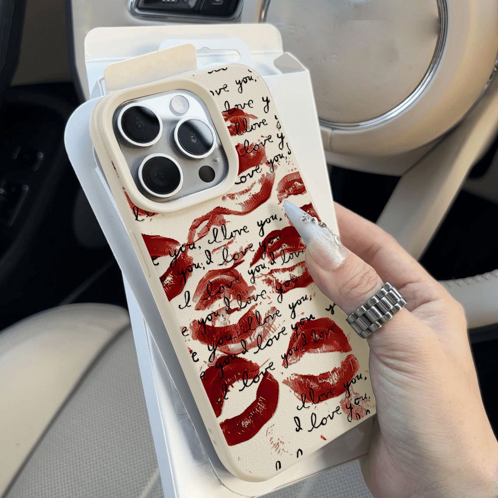 鮮やかな赤い唇柄レザー風スマホケース iPhone 17 P - Phone Cases Red のレビューと価格