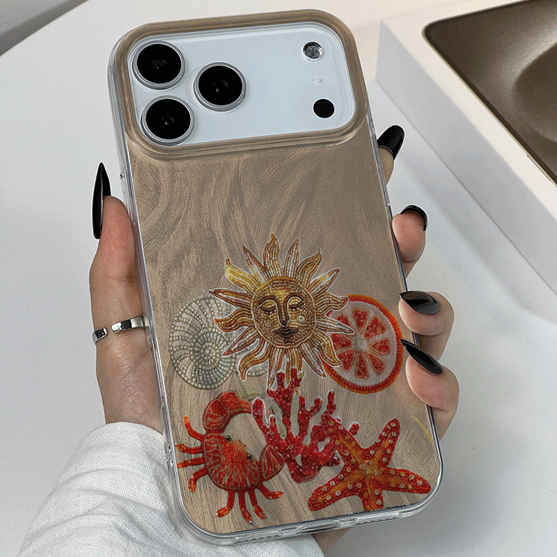 氷の質感オーシャンレッドコーラル柄スマホケース Samsun - Phone Cases Red のレビューと価格