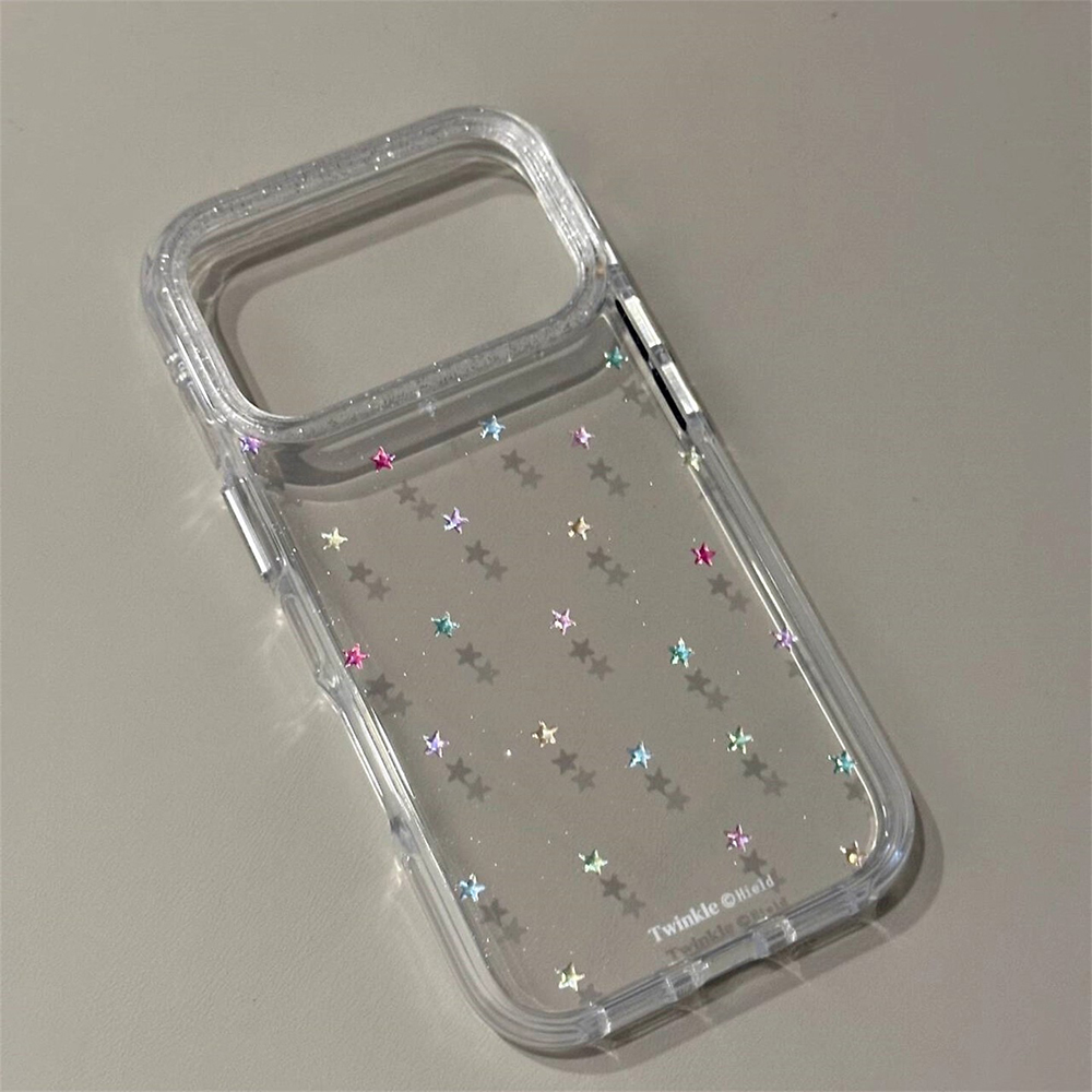 キラキラ輝く星柄の透明背面カバー iPhone 17 16  - Phone Cases Pinterest のレビューと価格